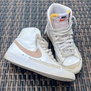 Nike High-Top Blazer Sneakers in White and Pink Pink
